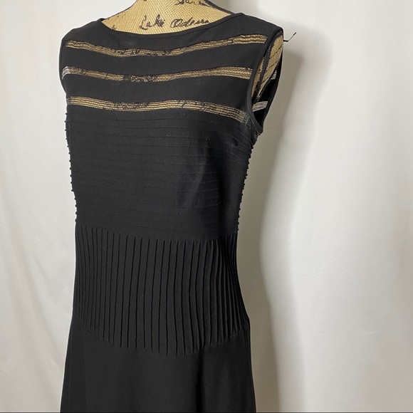 Tadashi Shoji Black A Line Textured Ruffle Dress - Picture 2 of 10